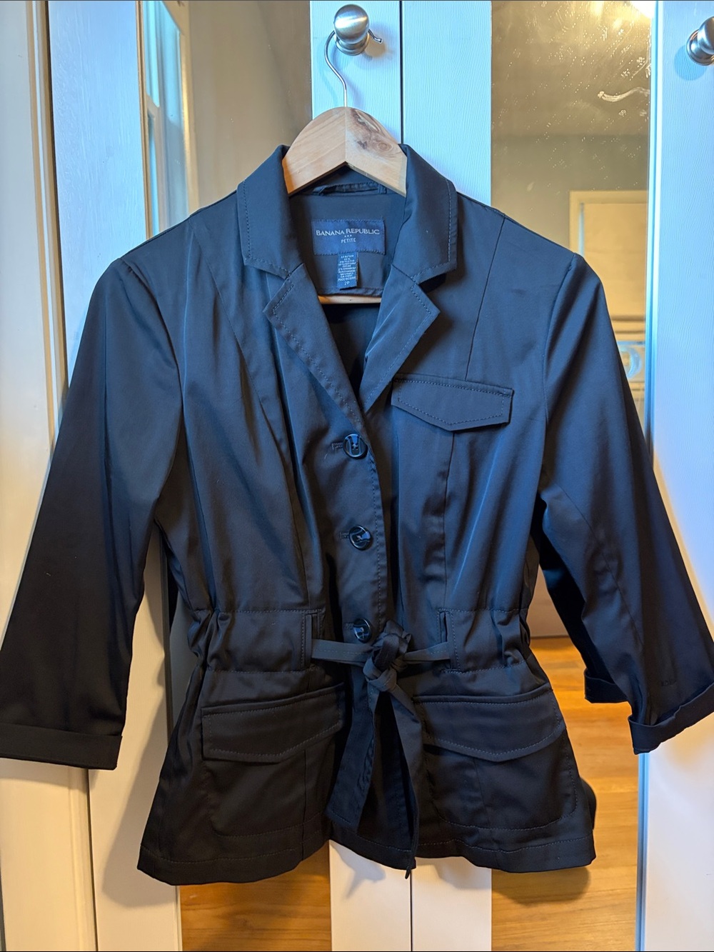 Banana Republic Black Tie-Waist Utility Blazer